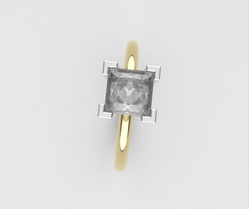 14K yellow engagement ring with Diamond VS1, cut Princess