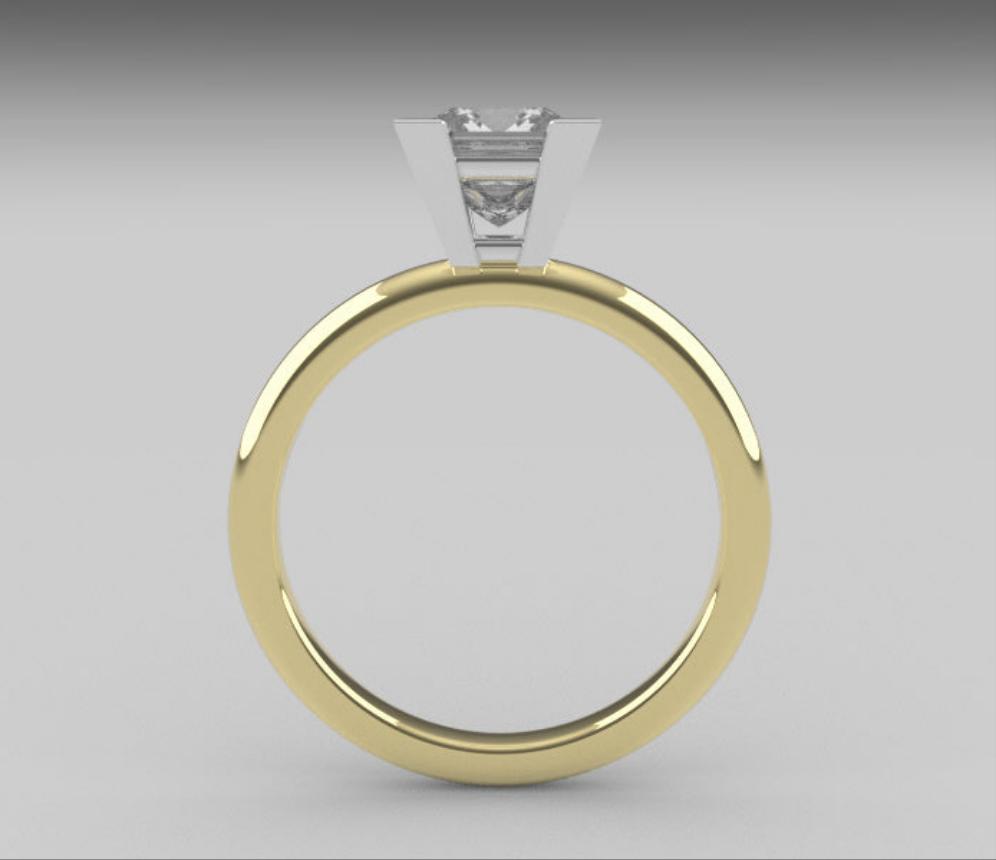 14K yellow engagement ring with Diamond VS1, cut Princess