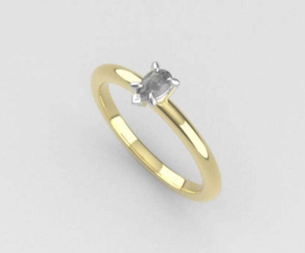 14K Band ring with Diamond VS1, style Pear, STT PRONG