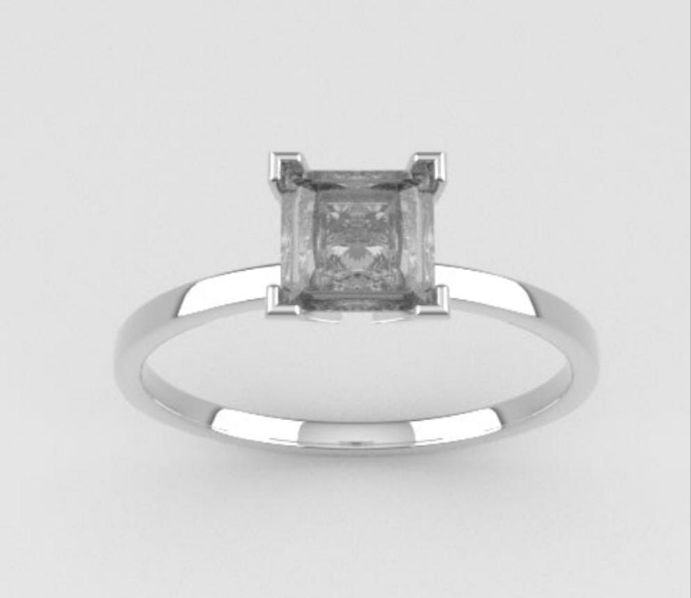 14K yellow engagement ring with Diamond VS1, cut Princess