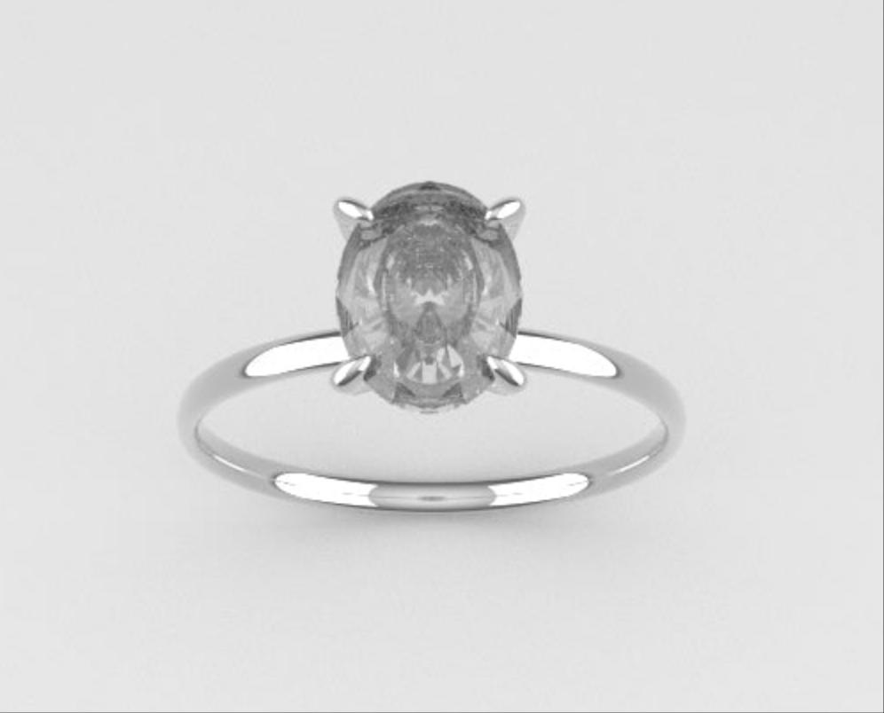 14K ring with Diamond VS1, style oval, stt prong