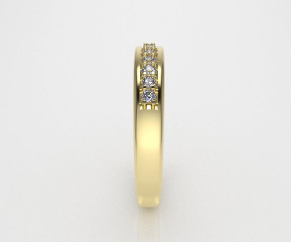 14k Wedding Ring with 10 Diamonds, cut chanel, stt prong