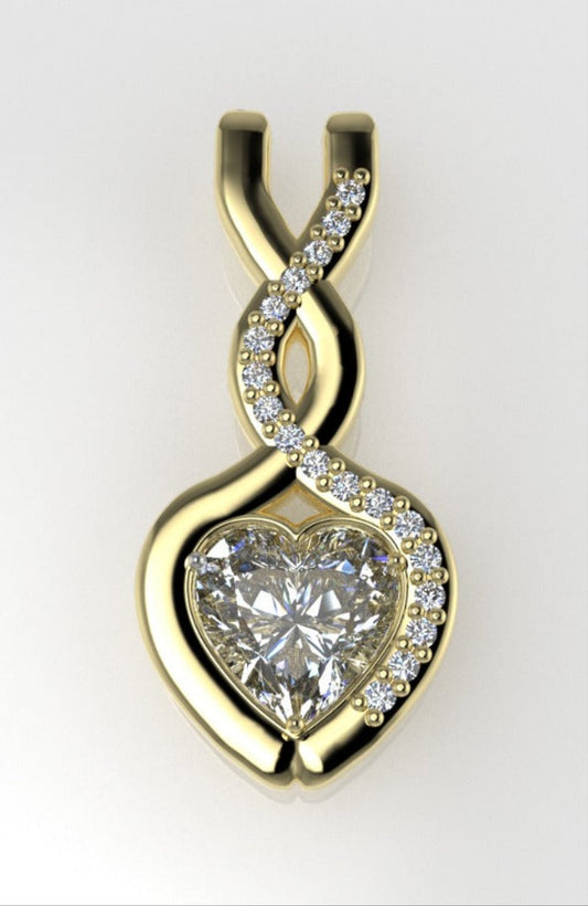 14k pendant, heart style, with Diamond VS1
