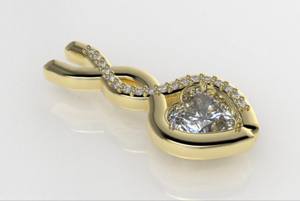 14k pendant, heart style, with Diamond VS1