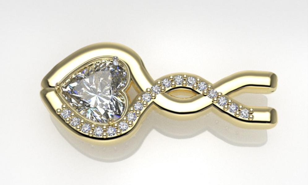 14k pendant, heart style, with Diamond VS1