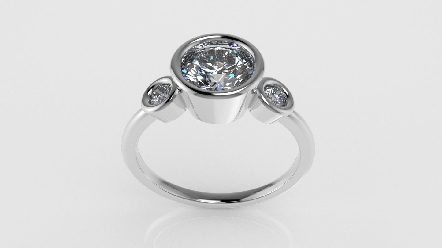 14K Engagement Ring with Diamond VS1, it is Bezel Mounted, band, stone round