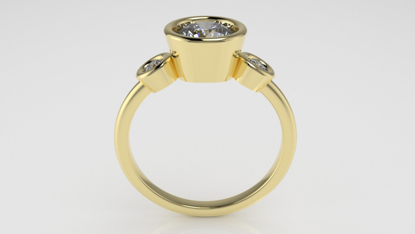 14K Engagement Ring with Diamond VS1, it is Bezel Mounted, band, stone round