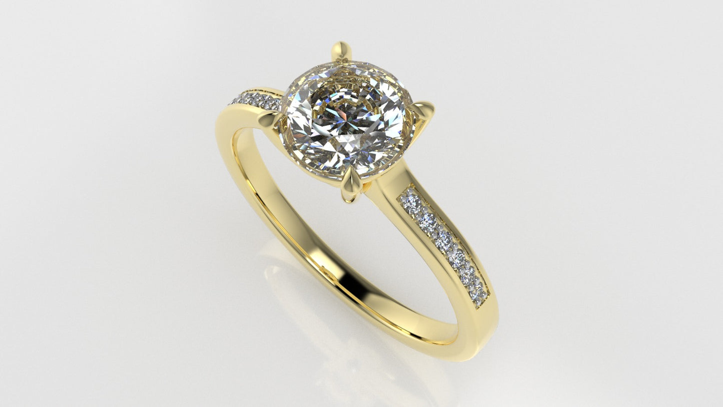 14K solitaire ring with Diamond VS1, "CUT Chanel" "setting prongs"