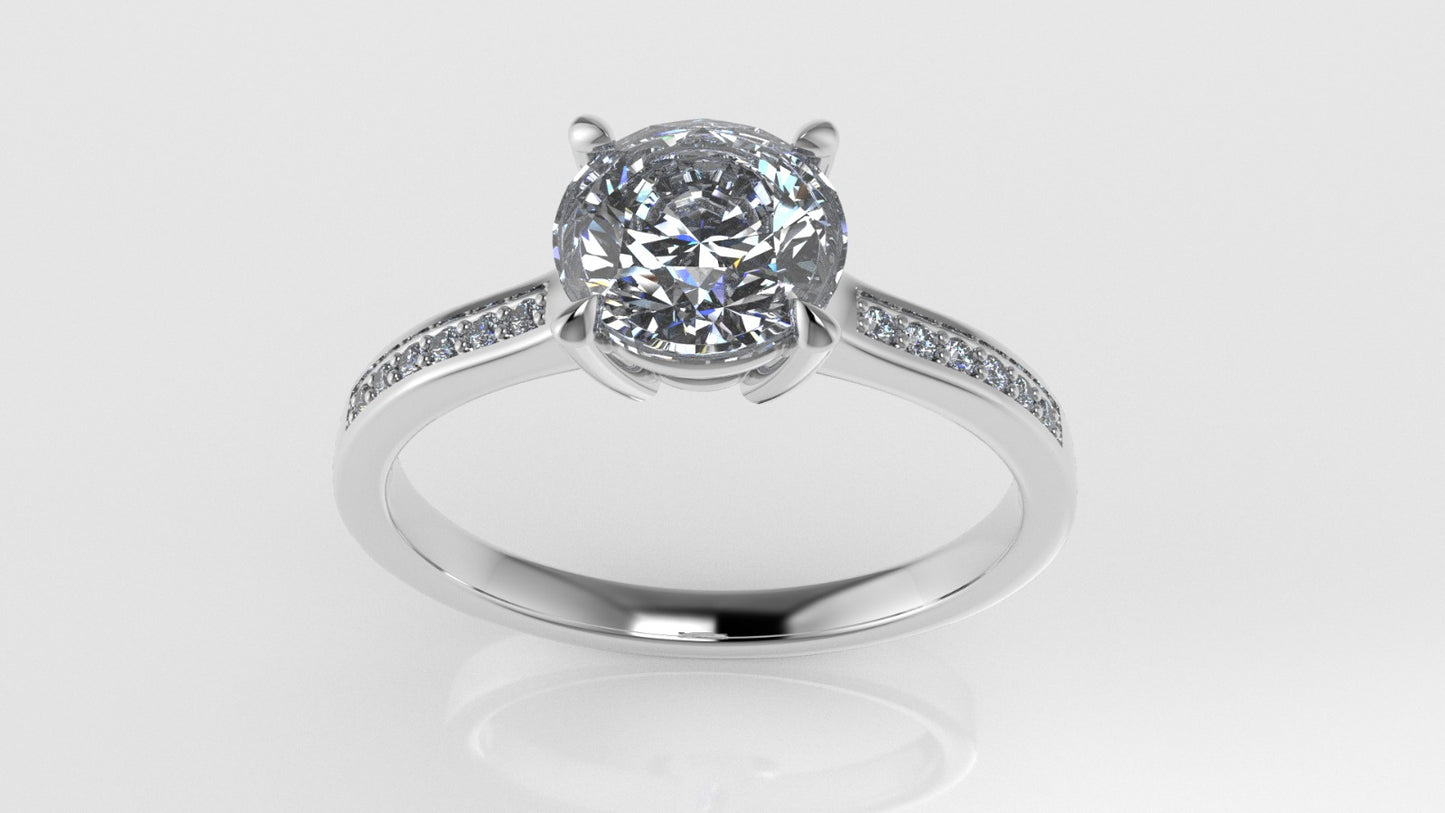14K solitaire ring with Diamond VS1, "CUT Chanel" "setting prongs"