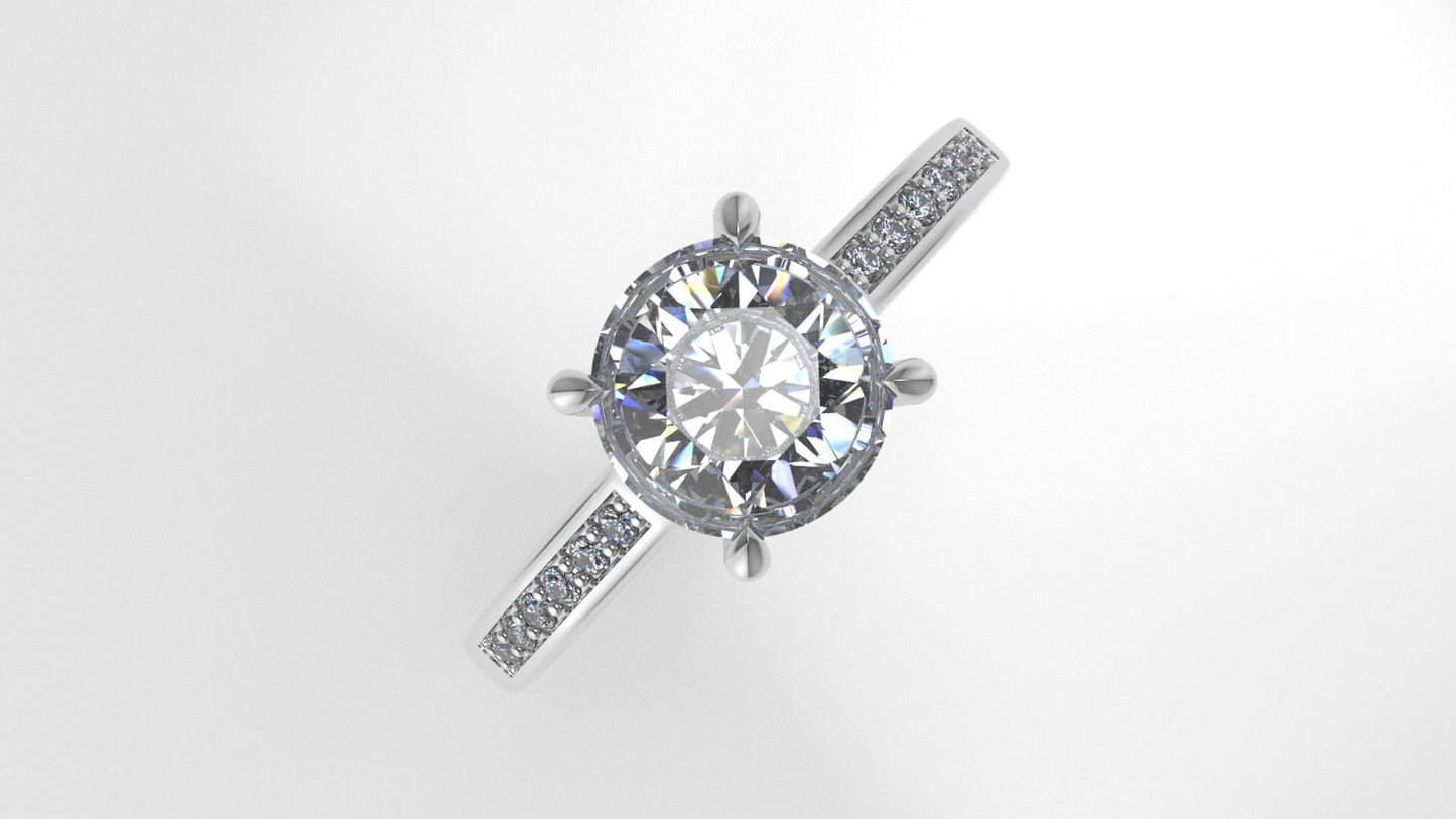 14K solitaire ring with Diamond VS1, "CUT Chanel" "setting prongs"