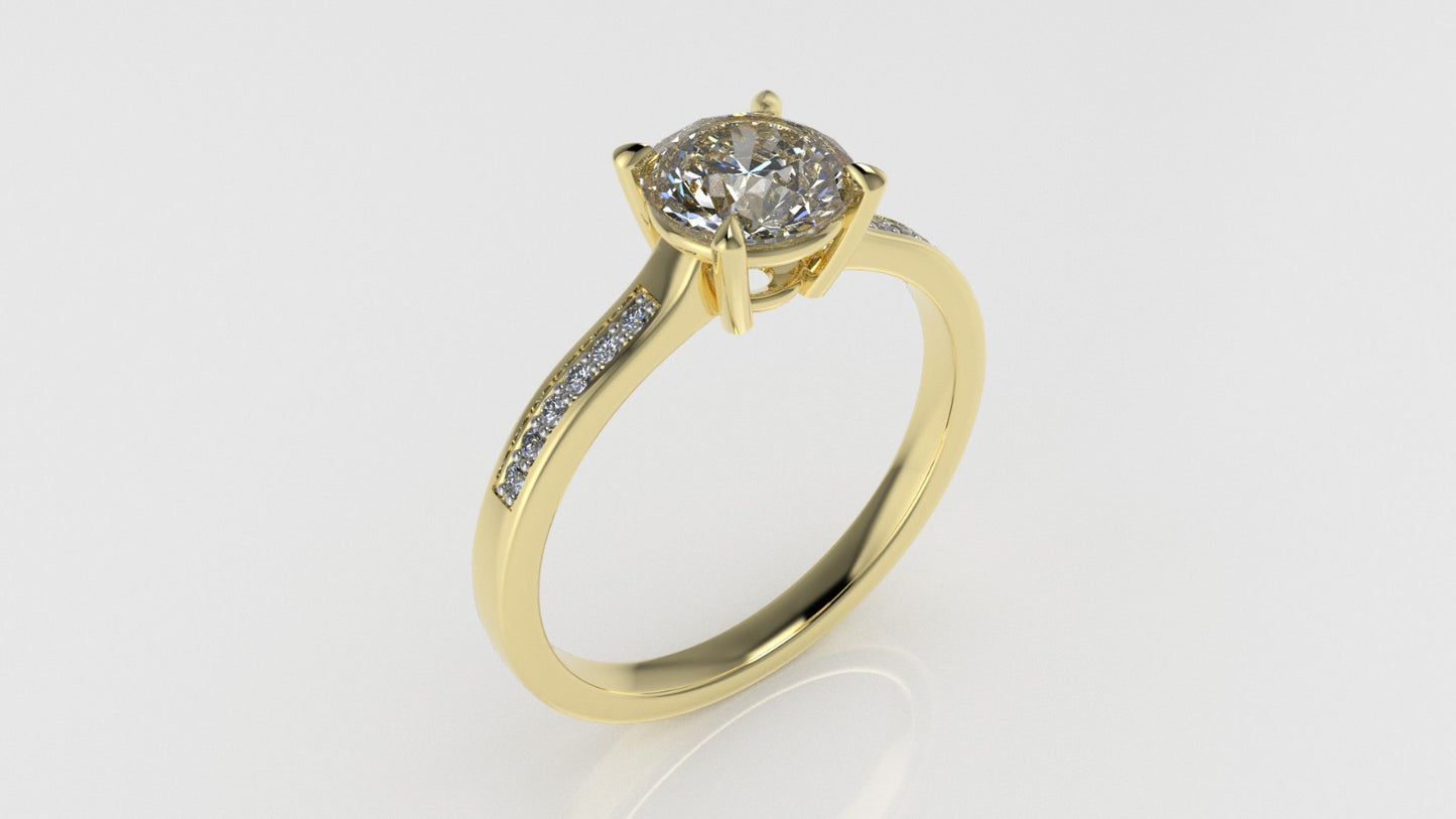 14K solitaire ring with Diamond VS1, "CUT Chanel" "setting prongs"