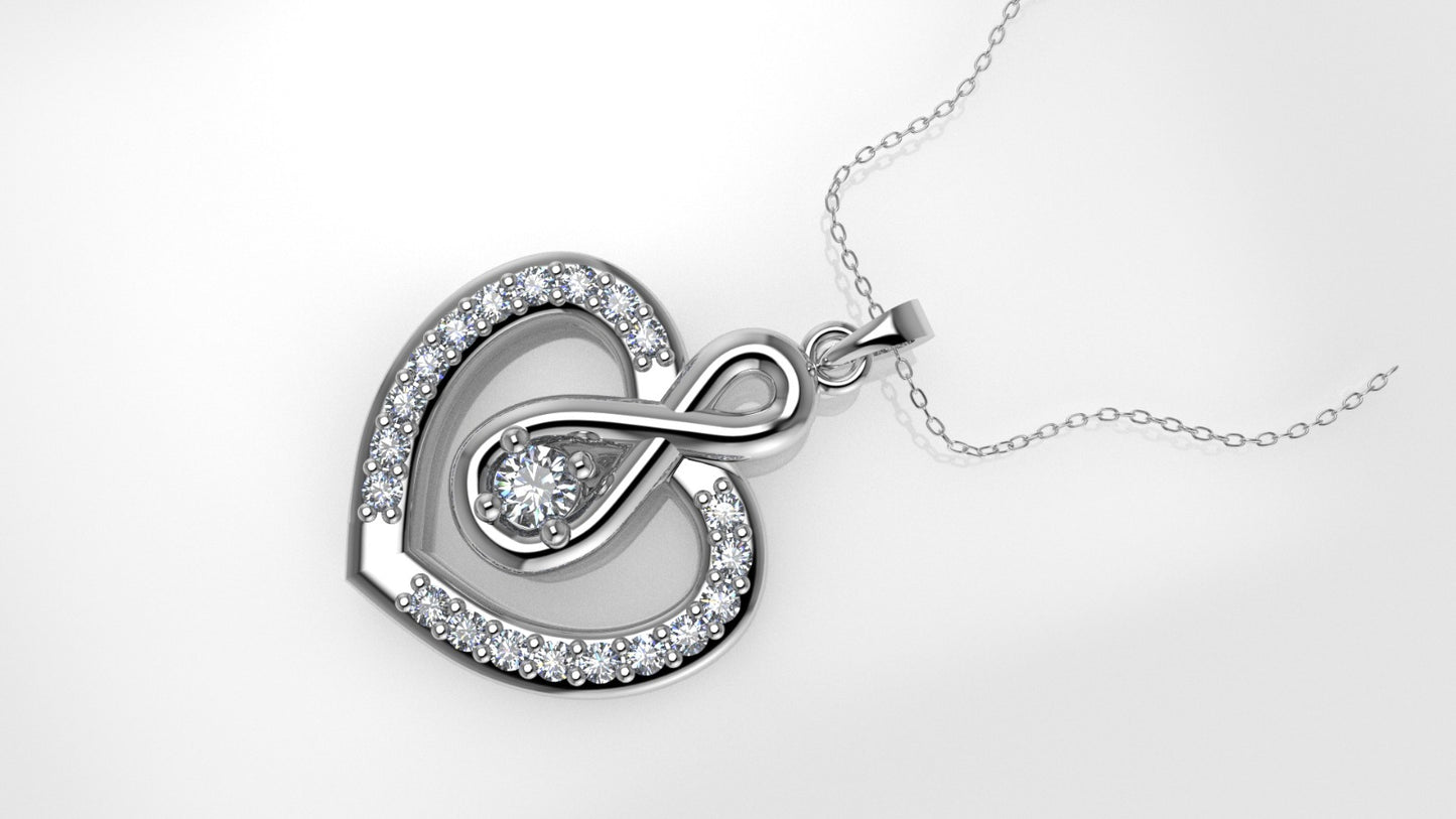 14K Pendant with 21 Diamond VS1, includes 18 inch chain, Heart Style