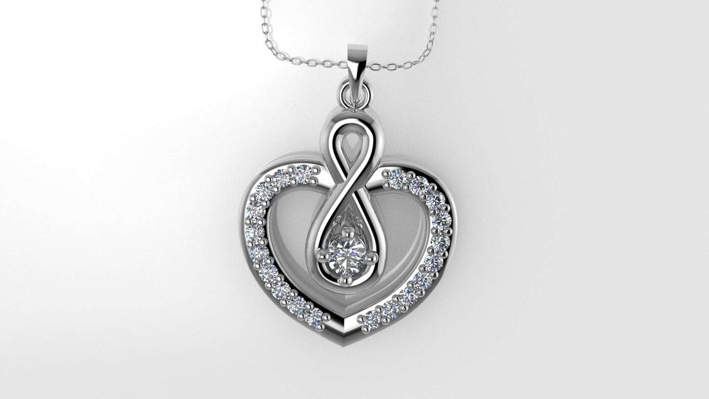14K Pendant with 21 Diamond VS1, includes 18 inch chain, Heart Style
