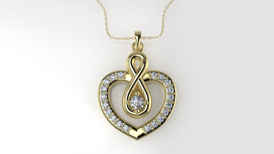 14K Pendant with 21 Diamond VS1, includes 18 inch chain, Heart Style