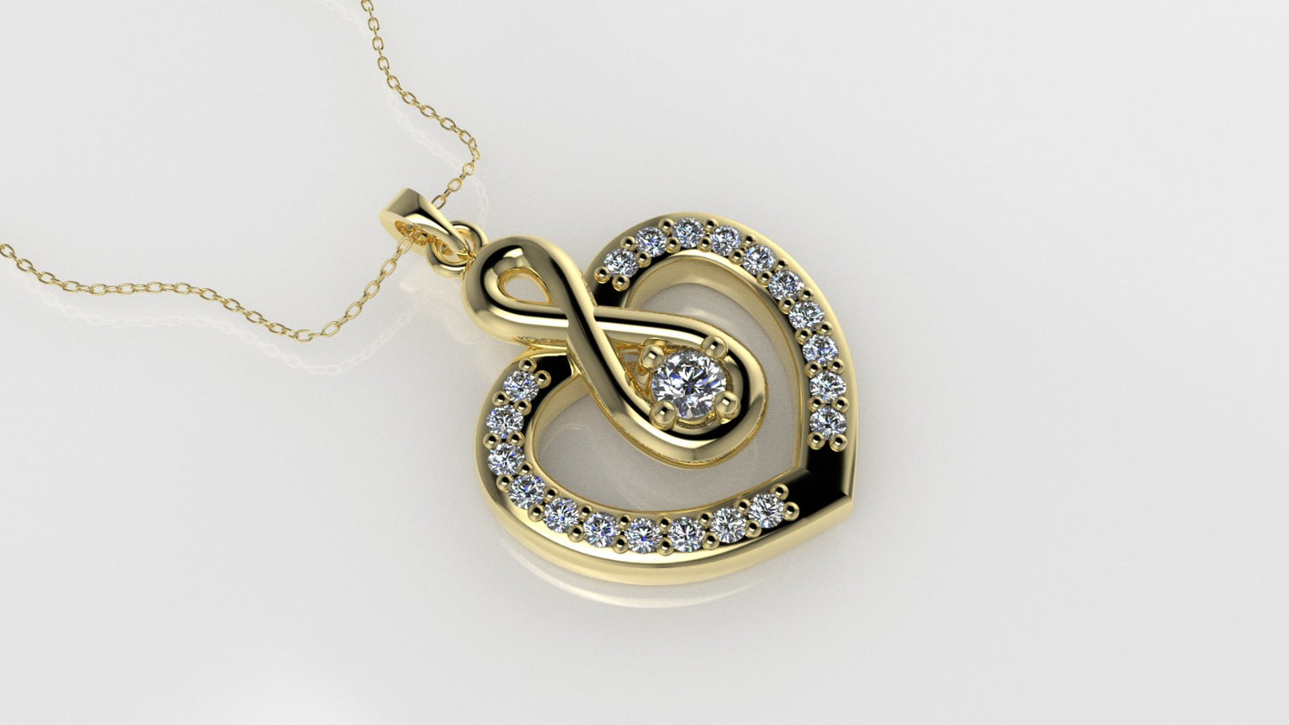 14K Pendant with 21 Diamond VS1, includes 18 inch chain, Heart Style