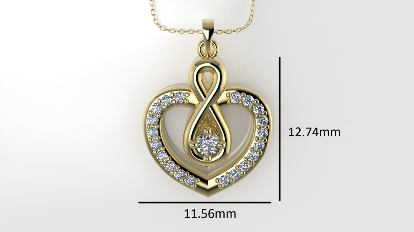14K Pendant with 21 Diamond VS1, includes 18 inch chain, Heart Style