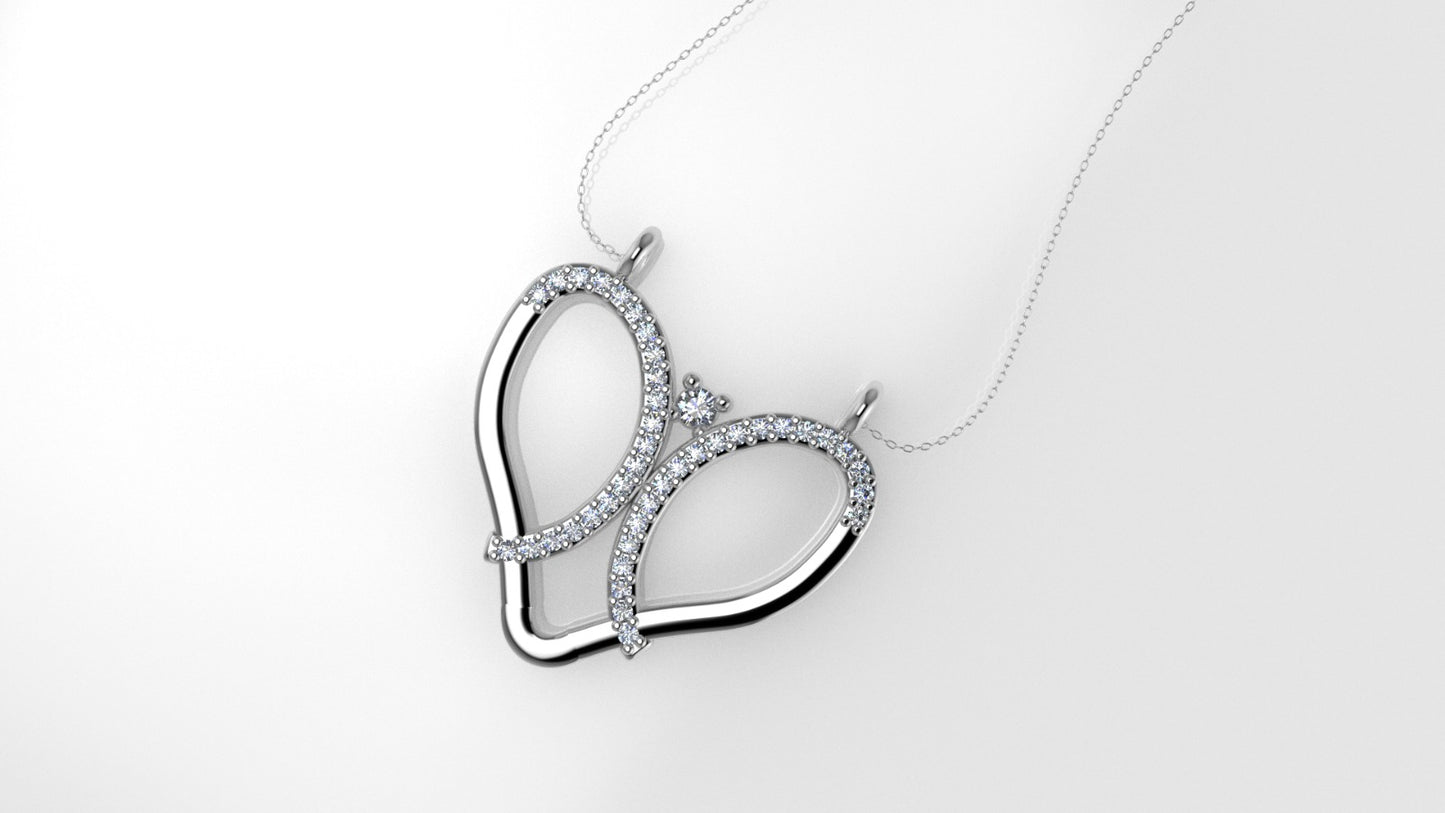 14K Pendant with 41 Diamond VS1, includes 18 inch chain, Broken Heart Style