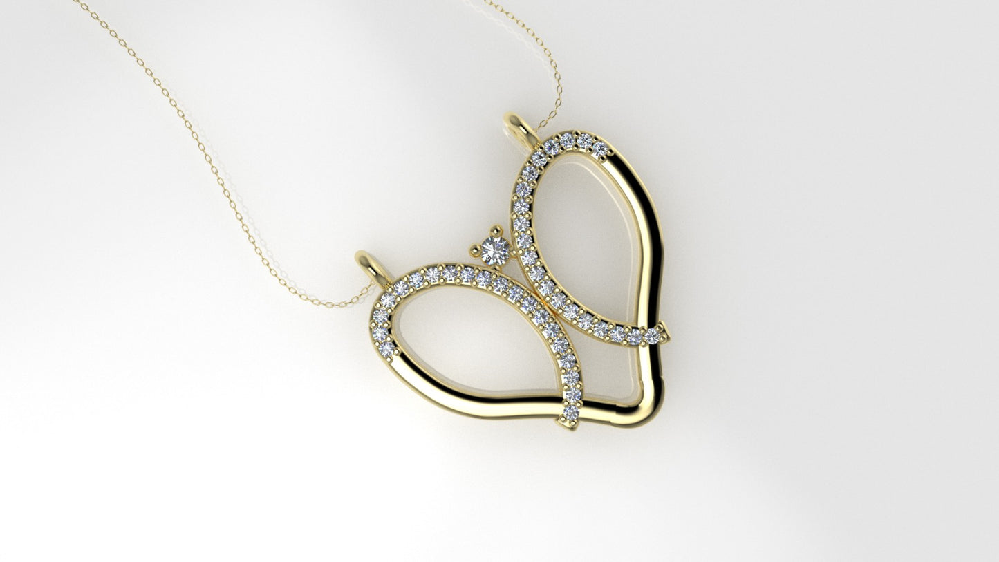14K Pendant with 41 Diamond VS1, includes 18 inch chain, Broken Heart Style