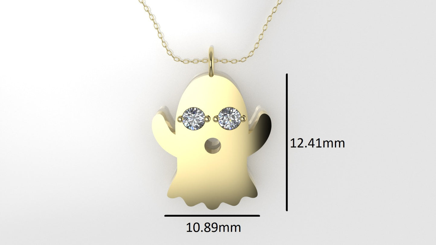 14K Pendant with 2 DIAMONDS 2mm each, includes 18 inch chain, Ghost Style
