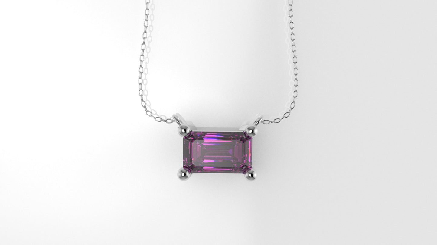 14K Pendant with 1 TOURMALINE PINK GENUINE, includes 18 inch Chain, "rectangular stone"
