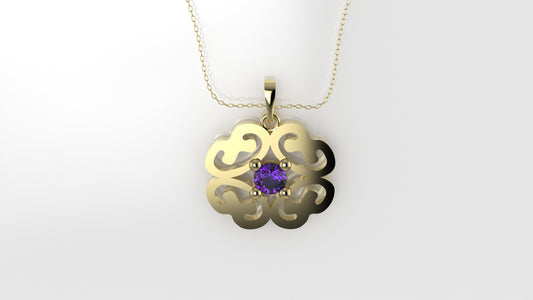 14K Pendant with 1 Amethyst 3mm, includes 18 inch Chain