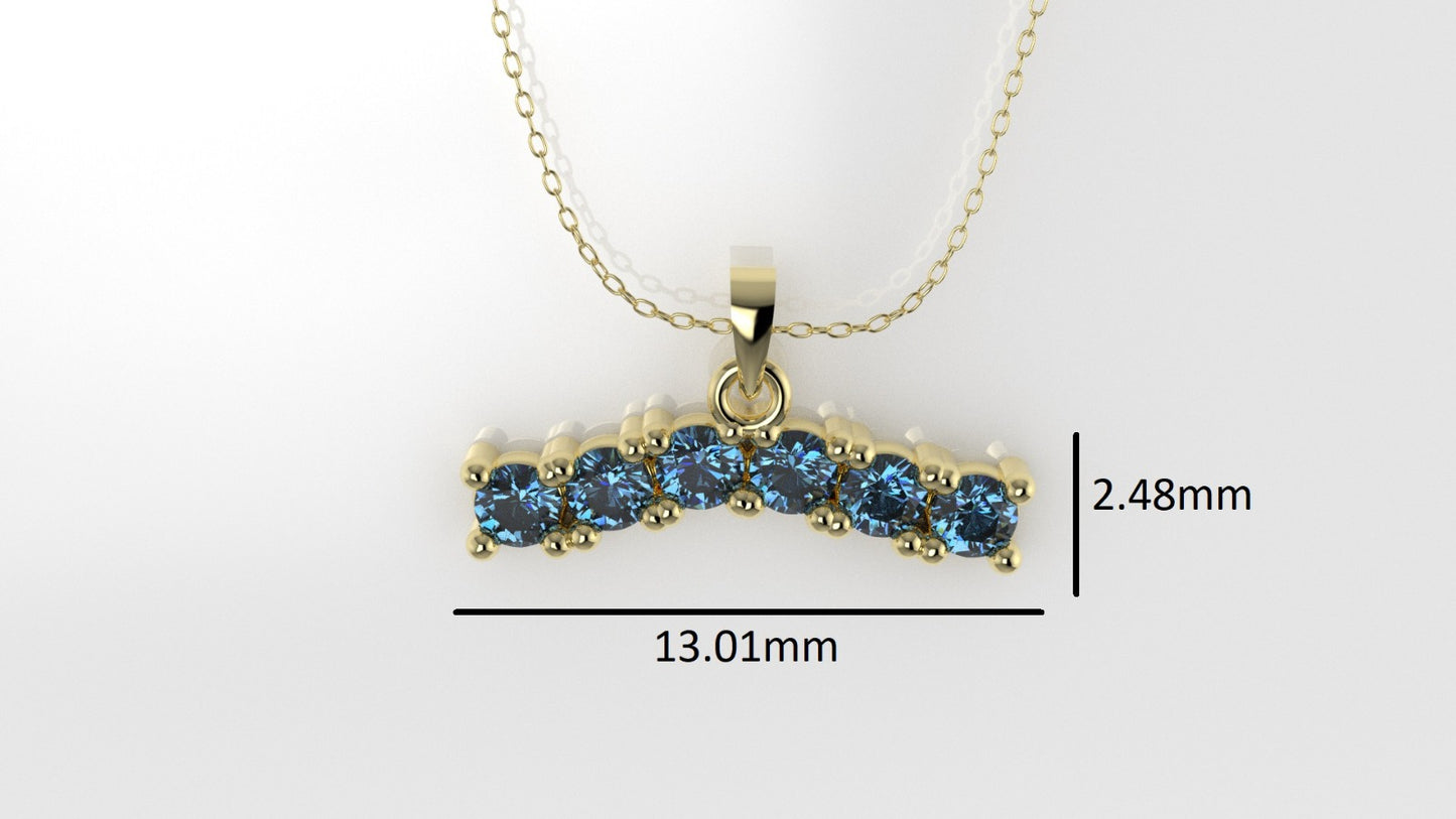 14K Pendant with 6 Blue Topaz 2mm each, includes 18 inch Chain