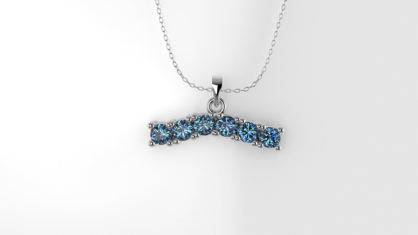 14K Pendant with 6 Blue Topaz 2mm each, includes 18 inch Chain