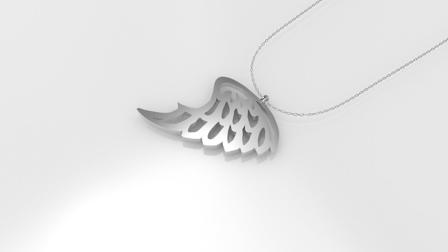 14K Pendant, includes 18 inch chain, "angel wing style, solid gold"