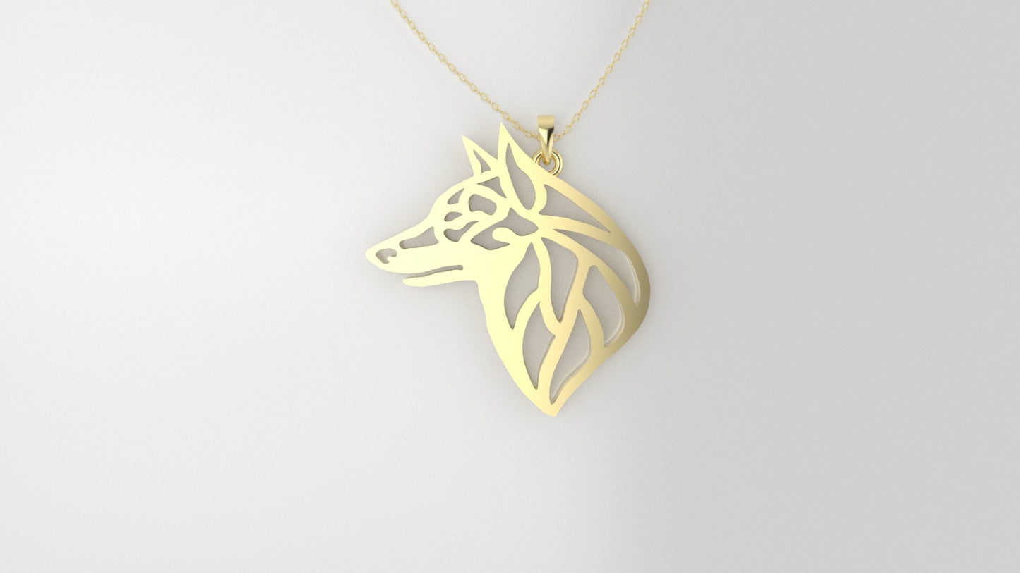 14K Pendant, includes 18 inch chain, "wolf face in solid gold"