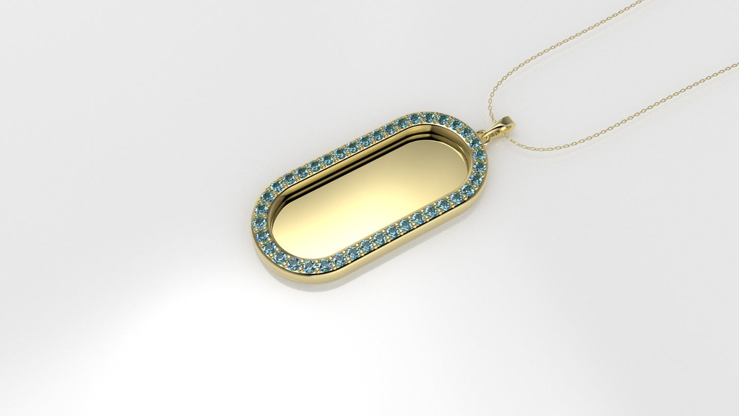 14K Pendant with 40 Aquamarine 1.3mm each, Only Pendant