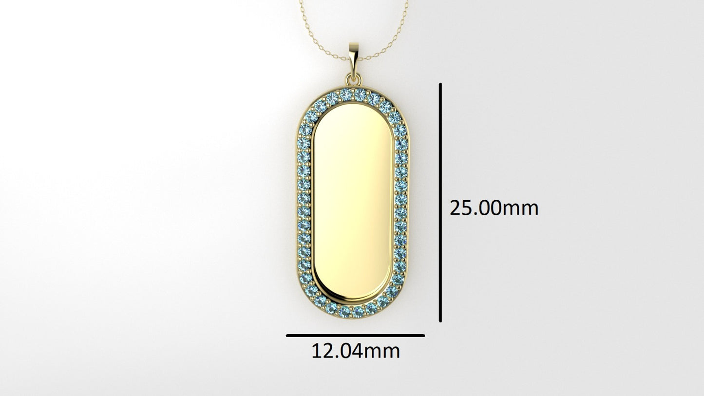 14K Pendant with 40 Aquamarine 1.3mm each, Only Pendant