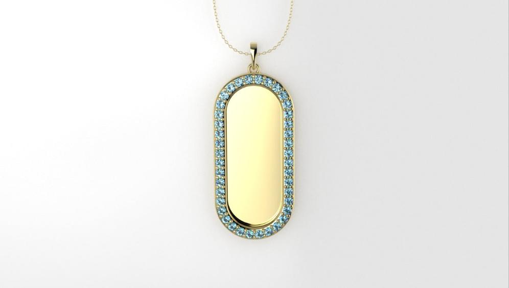 14K Pendant with 40 Aquamarine 1.3mm each, Only Pendant