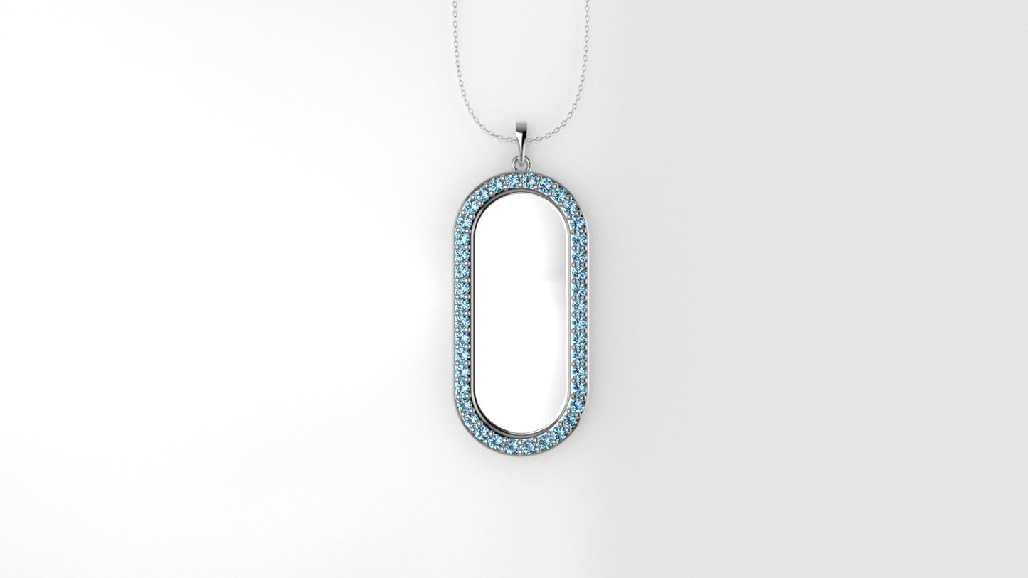 14K Pendant with 40 Aquamarine 1.3mm each, Only Pendant