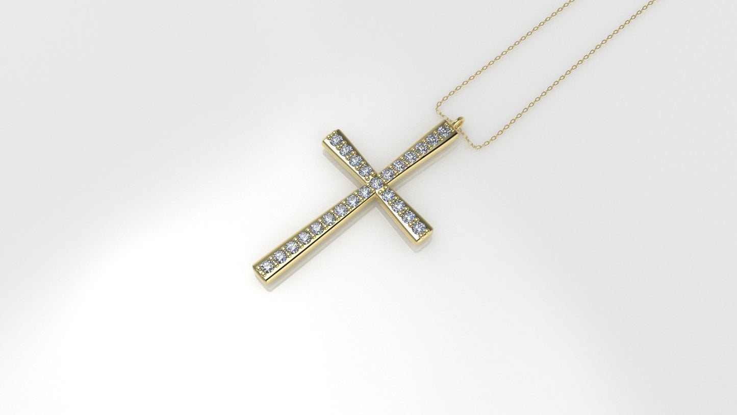 14K Pendant with 24 Diamond 1.2mm VS1 each, "Cross Style", Only Pendant