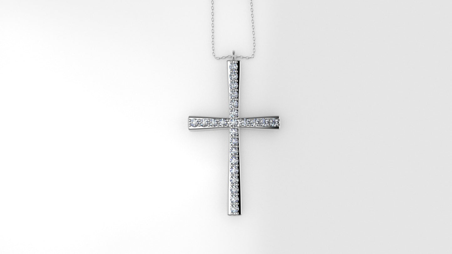 14K Pendant with 24 Diamond 1.2mm VS1 each, "Cross Style", Only Pendant