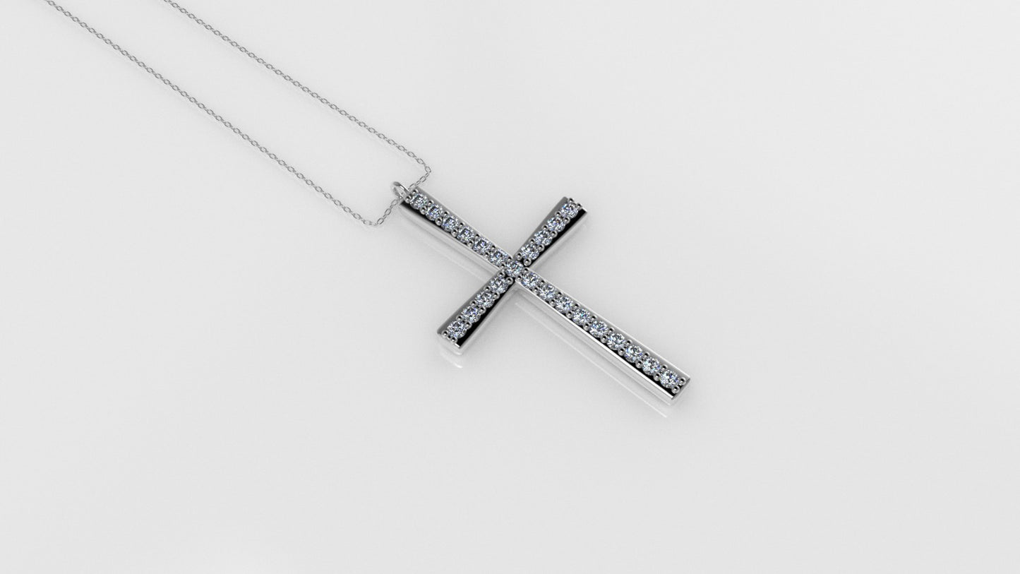 14K Pendant with 24 Diamond 1.2mm VS1 each, "Cross Style", Only Pendant
