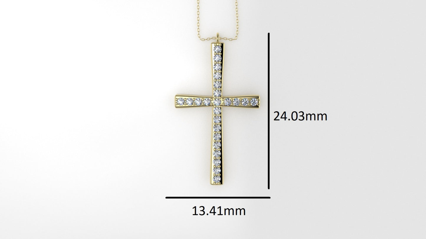 14K Pendant with 24 Diamond 1.2mm VS1 each, "Cross Style", Only Pendant