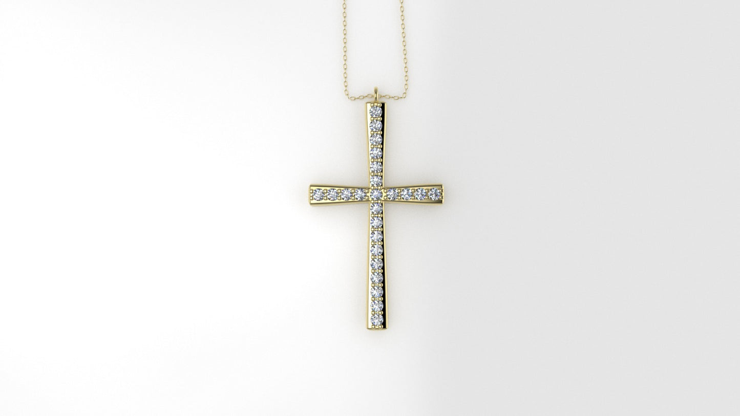 14K Pendant with 24 Diamond 1.2mm VS1 each, "Cross Style", Only Pendant
