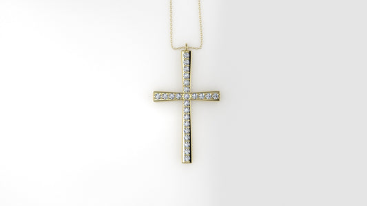 14K Pendant with 24 Diamond 1.2mm VS1 each, "Cross Style", Only Pendant