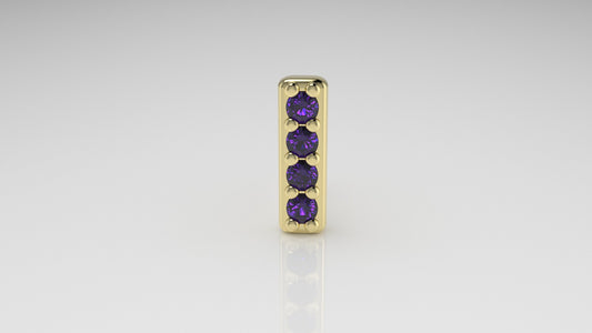 14K Ear Piercing with 4 AMETHYST, round stone,it is daily use