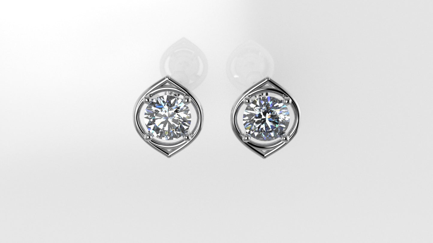 14k Push Back Earrings with 2 DIAMOND 6.5mm VS1 each, "stt 4 Prongs"