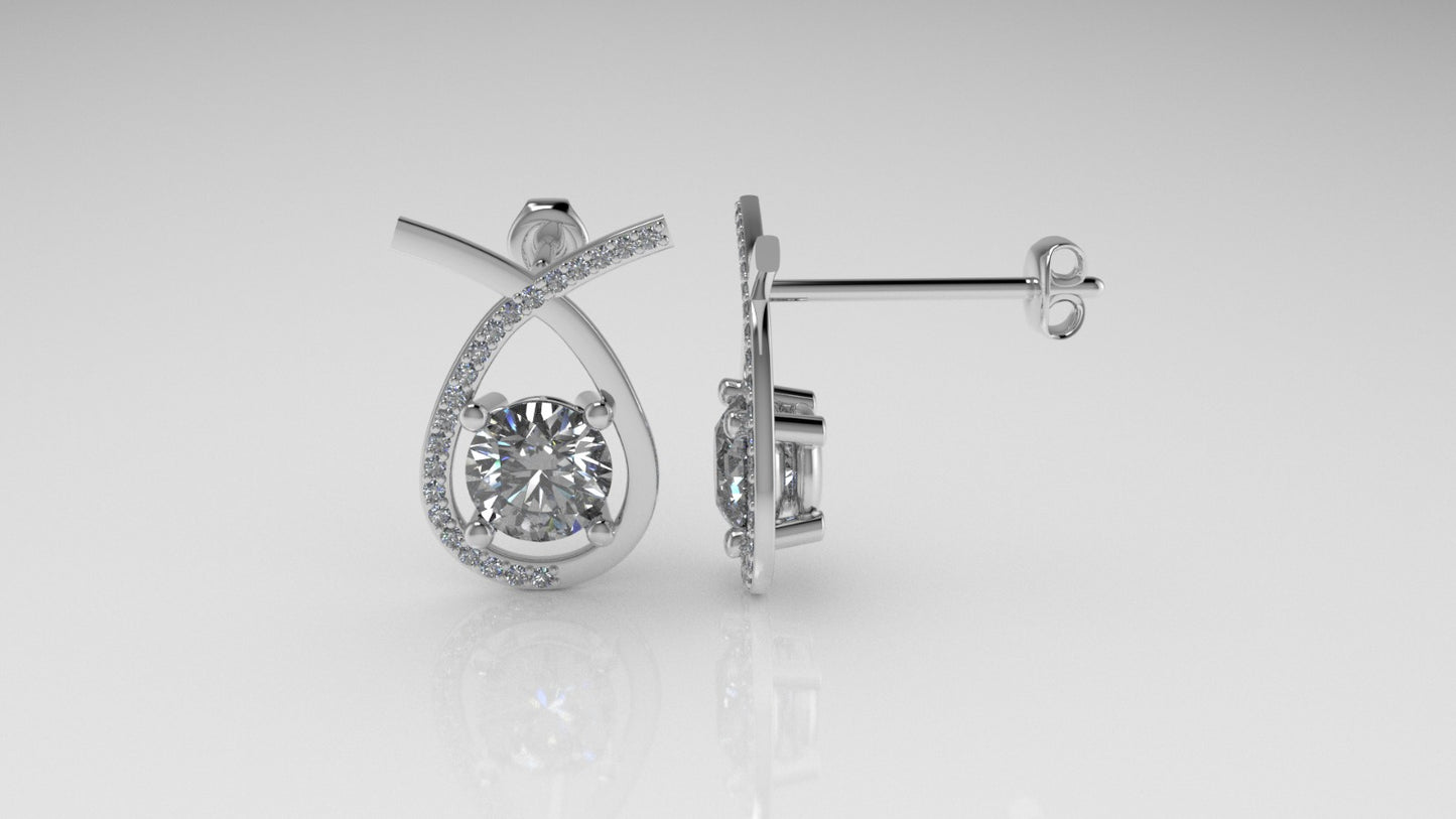 Gold Earrings with 44 DIAMOND VS1, stt Prongs
