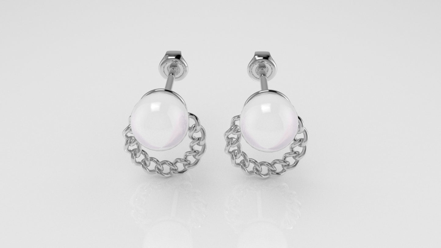 14k Yellow Gold Earrings with 2 PEARL of 6.5mm each