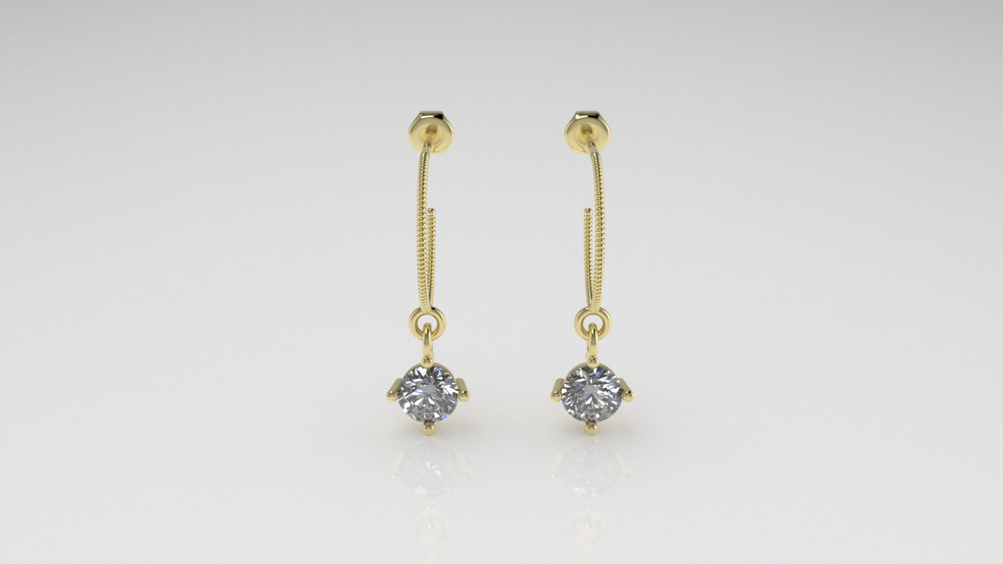 Yellow Gold Earrings with 2 DIAMOND 6.5 mm VS1 each