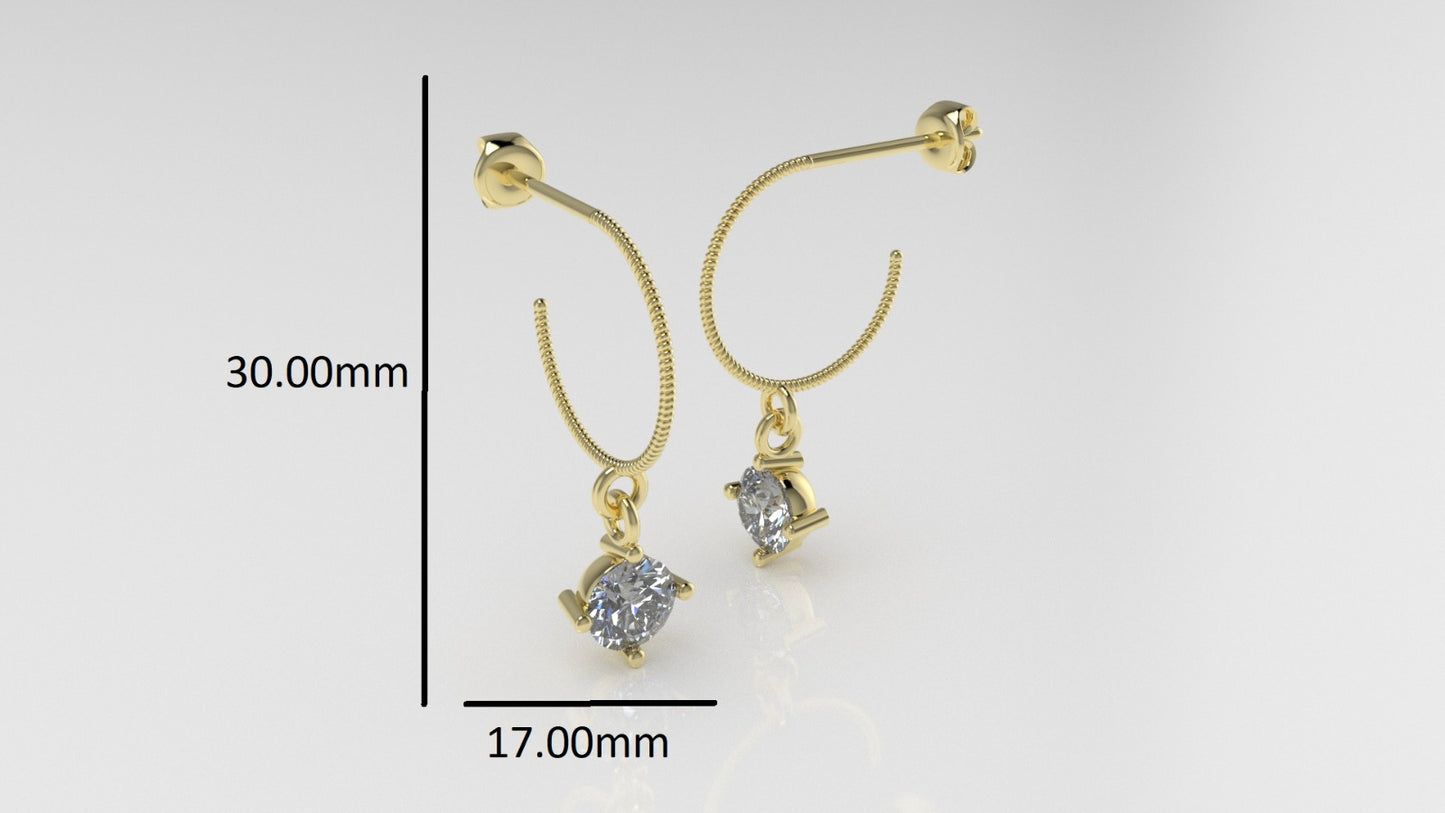 Yellow Gold Earrings with 2 DIAMOND 6.5 mm VS1 each