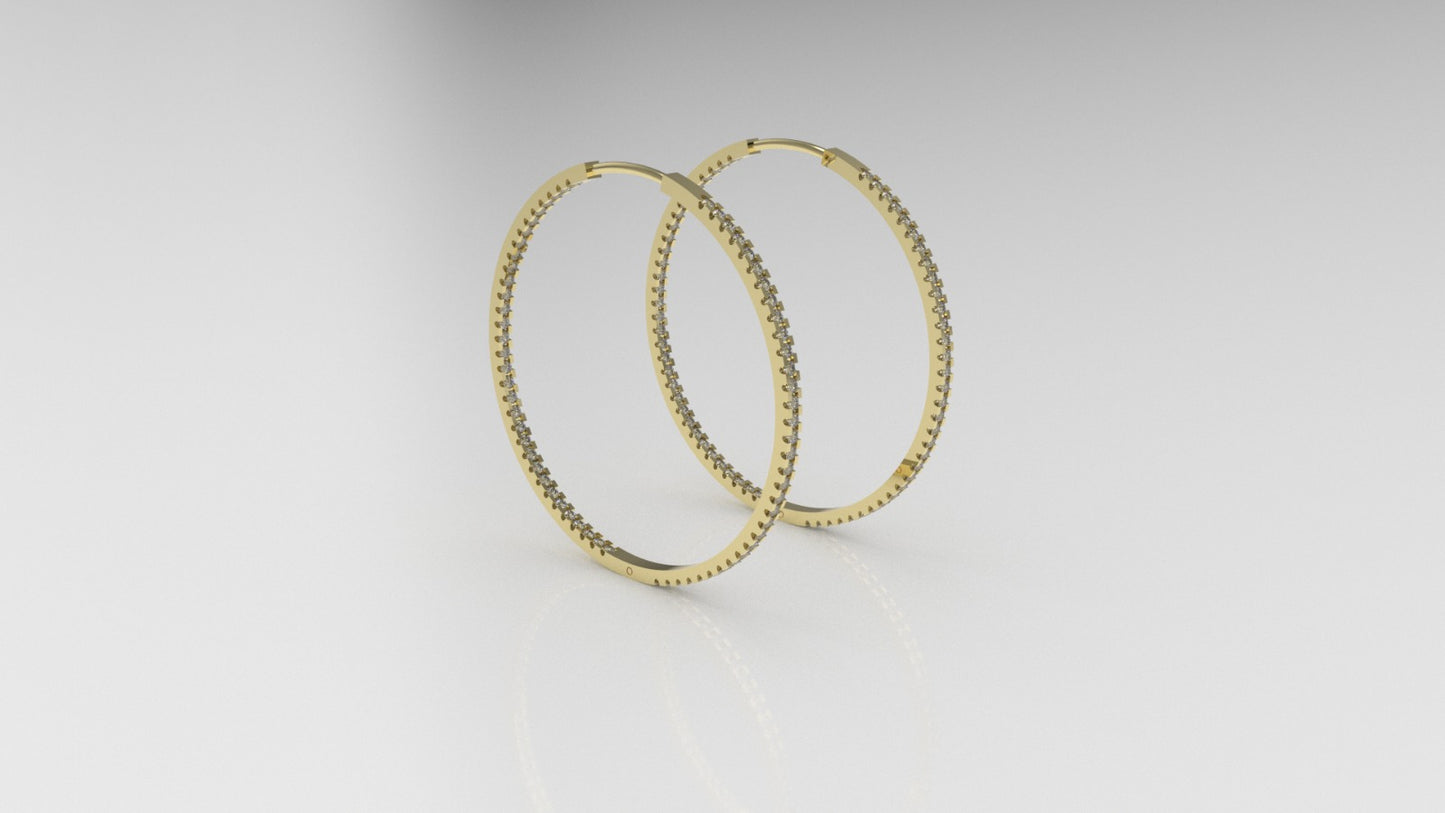 14k Gold Earrings with 130 DIAMOND 1.3mm VS1 each, "Cut Split"