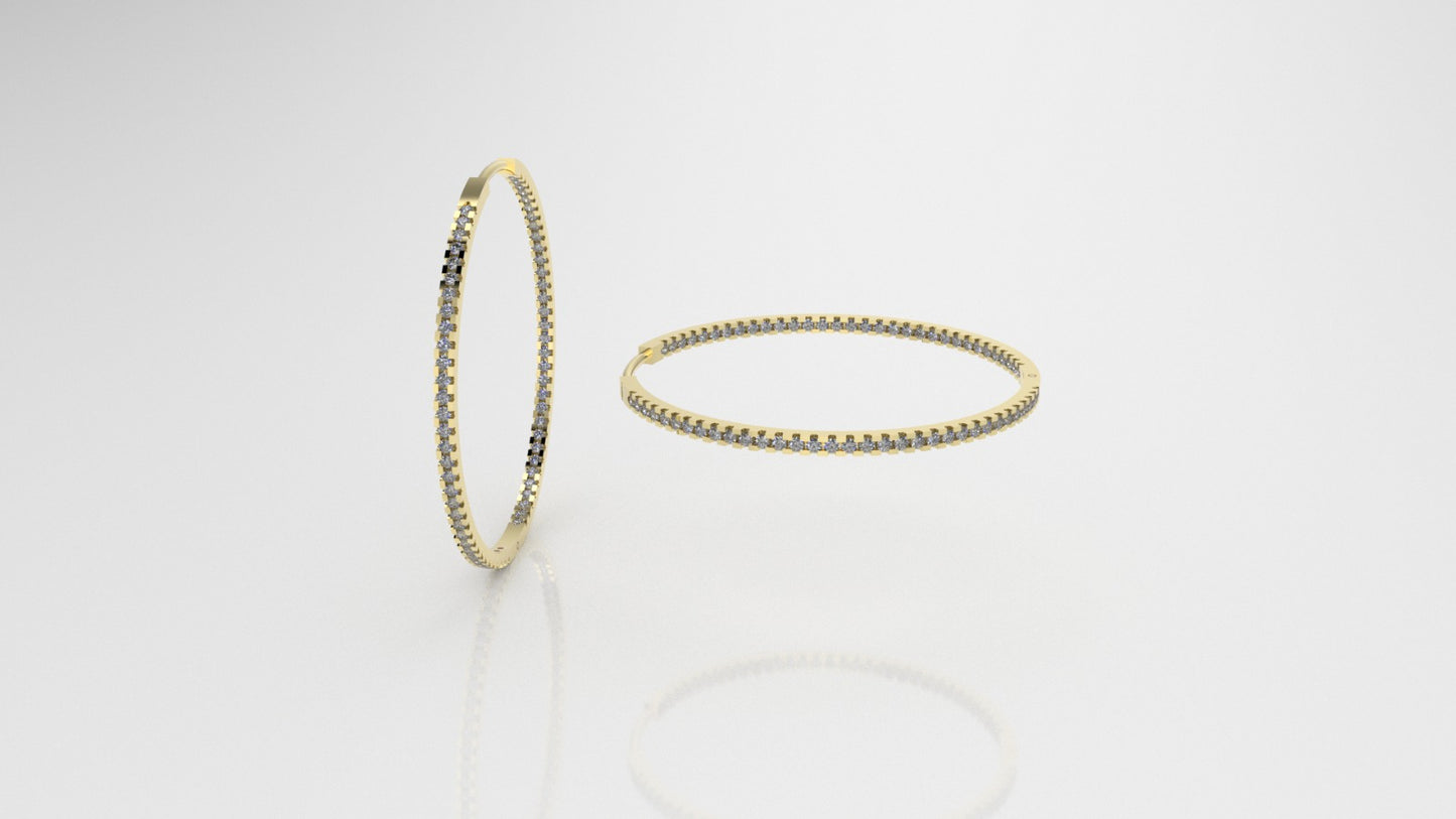 14k Gold Earrings with 130 DIAMOND 1.3mm VS1 each, "Cut Split"