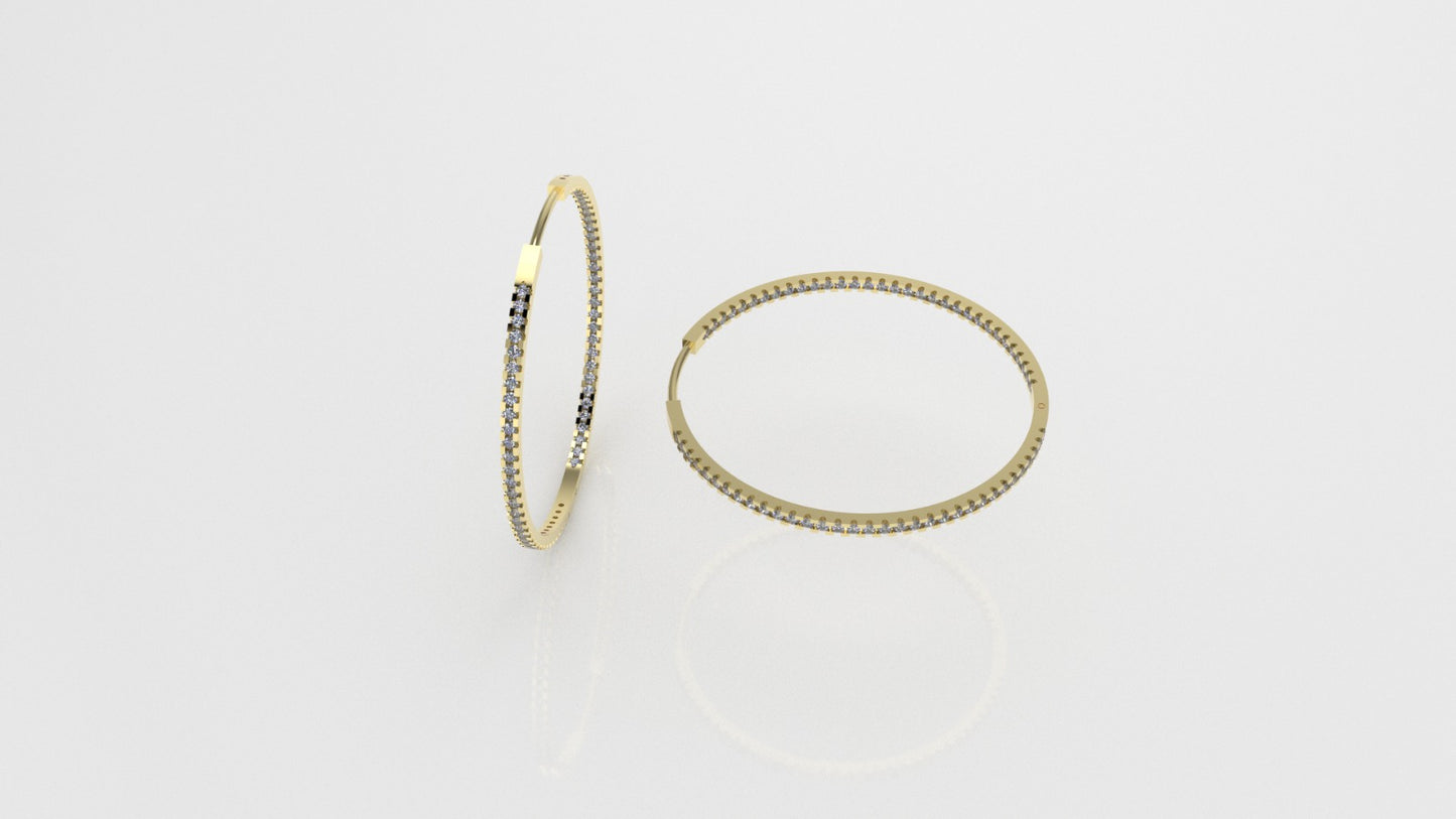 14k Gold Earrings with 130 DIAMOND 1.3mm VS1 each, "Cut Split"