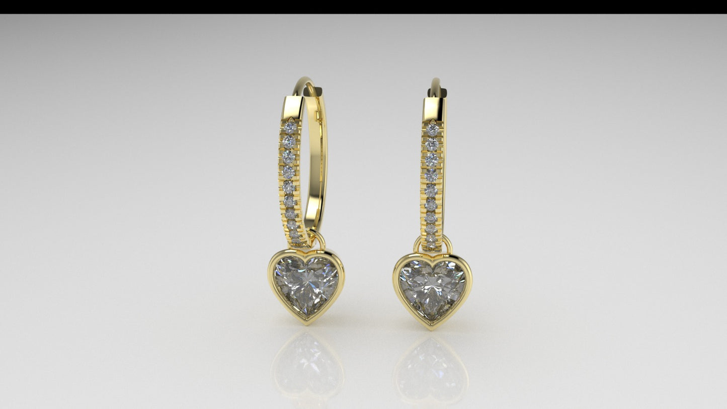 14k Gold Earrings with 22 DIAMOND VS1, "Cut Split" "Stt: Bezel"