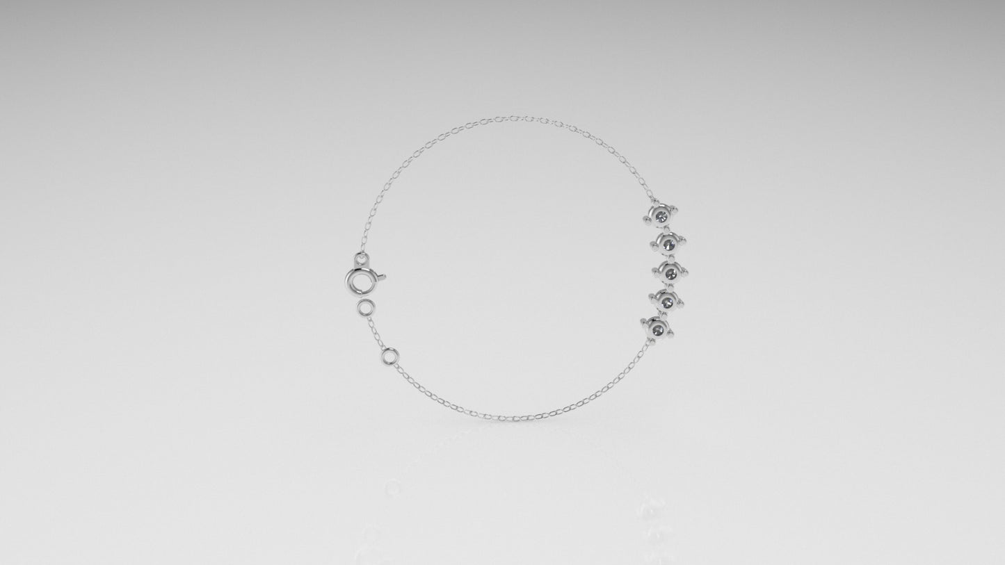 14k Bracelet with 5 DIAMOND 3mm VS1, "Prongs"